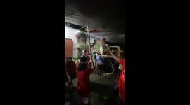 Girl accidentally hits tarp full of water during party games in Pasay City, Philippines