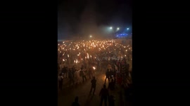 Celebrating diwali with fire torches in Chakrata, Uttarakhand