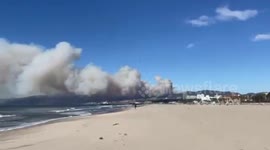 Massive wildfire view from Santa Monica Pier, California, USA