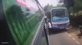 Jay walker somehow survives being crushed between two buses
