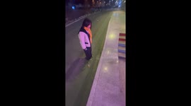 Person fails jump attempt in Jilin province, China