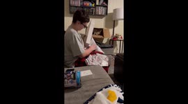 Son's surprise reaction to AC/DC tickets in South Hill, Virginia, USA