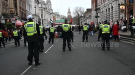 Large number of police security in front of Big Ben in London