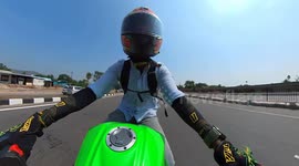 Motorbiker crashes into road barriers in Hyderabad, India