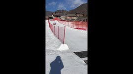 Person falls off edge while tubing in Beijing