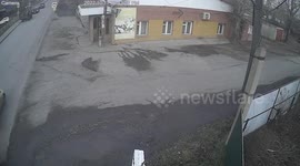 In the village of Russia, a truck demolished the porch of a grocery store!