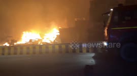 Truck carrying gas cylinders catches fire and explodes in India