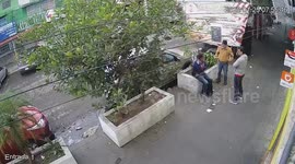 Snack truck explodes sending debris flying through air