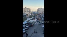 Severe traffic congestion at the entrance of Al-Eizariya town, east of Jerusalem