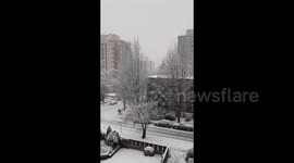 Canada: Heavy snowfall blanketing the streets of Vancouver