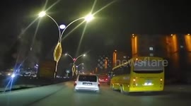 Girl tumbles from back of moving car into moving traffic