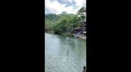Tourist tumbles into water on zip line on Boracay Island