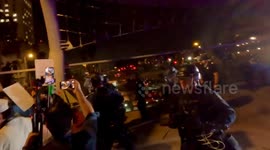 LAPD dispersing protesters in downtown Los Angeles on Monday, February 3, 2025