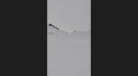 Snowboarder Takes A Few Tumbles