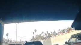 US: Protesters Block Freeway In Downtown LA In Protest Of Immigration Policies 3