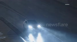 US, Los Angeles: Downtown Los Angeles Rain