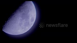 The Moon is in its First Quarter phase,  In this phase, exactly half of the Moon's disk is illuminated