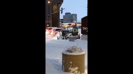 Snow Removal Crews Clearing The Sidewalk Today