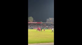 Football coach runs onto pitch to attack referee after team loses