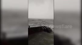 Indonesia: High waves cause tidal flooding at Eretan Beach, Indramayu, West Java