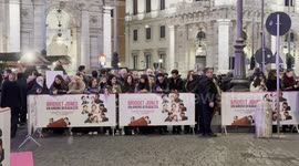 Some fans waiting the arrival of actress Renée Zellweger and the other actors from the cast of the fourth film in the ‘Bridget Jones’ series at the pink carpet organized at The Space Cinema - Moderno Roma for the presentation in Rome.