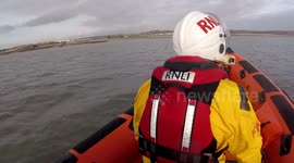 Lifeboat crew rescue dog swept out to sea in Wales