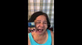 Mother has amusing similarity to dental warning on cigarette box