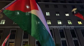 Palestinian flags are waved during the demonstration in response to the international call #StopEmbassies on the ‘Friday of Rage’ for Gaza in Rome.