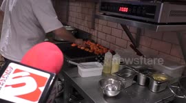 B Roll of the kitchen area of the Trejo's Tacos restaurant in London