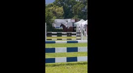 Hurdle race ends in dramatic fall as horse misjudges the jumping hurdle