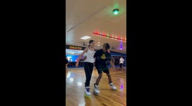 Roller-skating partners share their hilarious fails and ultimate success in acrobatic stunt