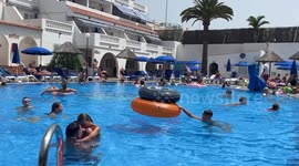 Daughter’s slip off the rubber ring adds a splash of fun to pool day