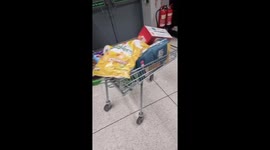 Trolley malfunction in Asda causes man's groceries to spill everywhere