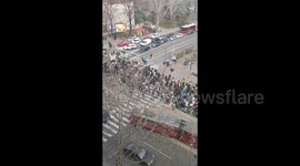 Serbia: Student march passes by the University of Belgrade Faculty of Law