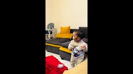 Funny toddler can't stand the sight of black sheep while watching Cocomelon