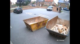 Driver’s attempt at reversing ends with an unexpected collision with an empty skip