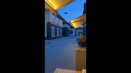 Scared sister jumps on the window as the mouse creates chaos