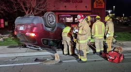 US, Bakersfield: Bakersfield Vehicle Into El Pollo Loco Sign