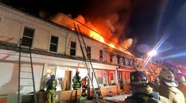 Dramatic 6 homes lost in 2nd Alarm rowhome blaze, Shamokin, Pennsylvania