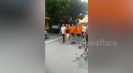 Three Brits caught 'smuggling 1kg of cocaine into Bali' seen on perp walk