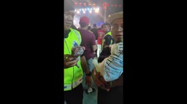 Pet cat sulks when safety officer borrows its stuffed toy at festival