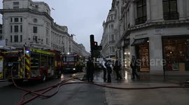 London, UK. 8 February 2025. The London Fire Brigade is called to a fire in the store “For All Mankind” on the junction between Regent Street and Maddox Street.
