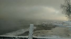 Its a winter on Baikal lake , the water steam and make a big frog , also the waves are there