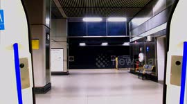 A view From Inside A Underground Tube Carriage Open Door Stationary at Piccadilly Line