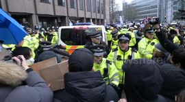 Protesters rally in London against China's 'super-embassy' plan, London, UK