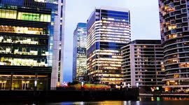 The Lights Of The High Rises Of Canary Wharf Seen By Night