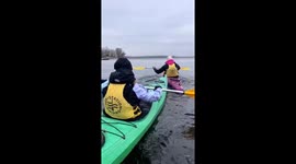 Ukraine, the Dnipro river. Extreme kayaking in the ice.Part 2
