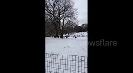 US: Winter Storm Turns Central Park Into A Snowy Playground