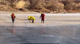 Fawn stranded on frozen lake rescued in Canada
