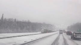 Crash during heavy snow leaves one dead and 11 injured in Canada